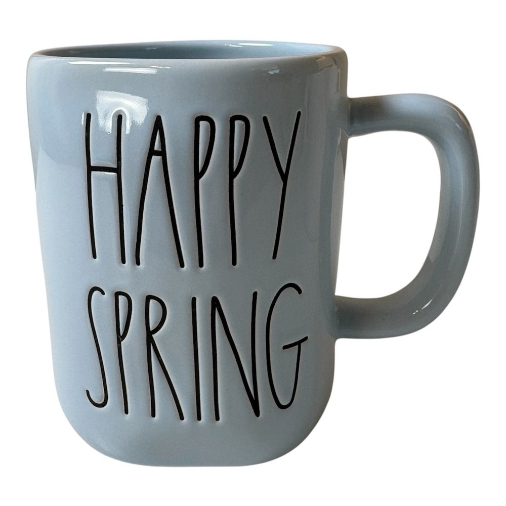 Rae Dunn Happy Spring Coffee Mug Sky Blue Ceramic Cup by Magenta